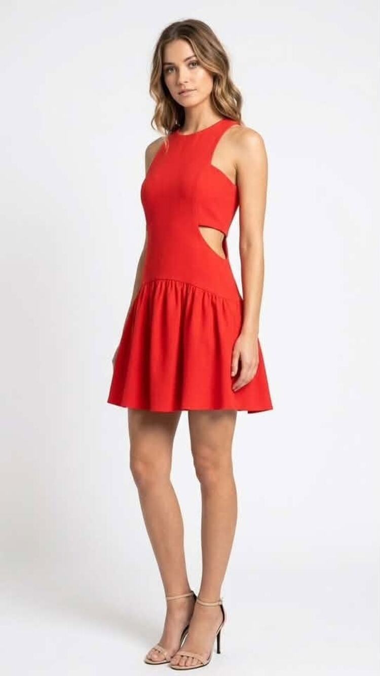 ENDLESS ROSE Red Cutout Drop Waist Mini Dress Size S (fits like XS/S)
